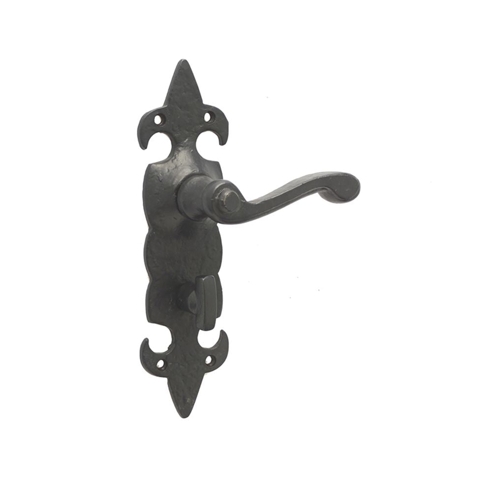 This is an image of a Frelan - Fleur De Lys Bathroom Lock Handles  that is availble to order from Trade Door Handles in Kendal.