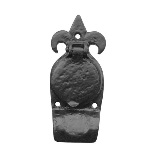 This is an image of a Frelan - Fleur De Lys Cylinder Rim Cover - Antique Black  that is availble to order from Trade Door Handles in Kendal.