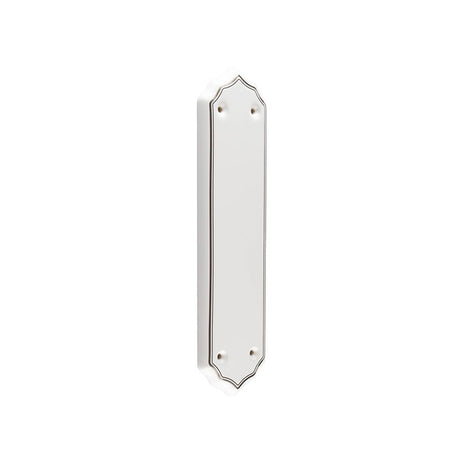 This is an image of a Frelan - White Silverline Finger Plate   that is availble to order from Trade Door Handles in Kendal.