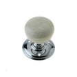 This is an image of a Frelan - Cream Crazed Porcelain Unsprung Mortice Knobs - Polished Chrome  that is availble to order from Trade Door Handles in Kendal.