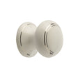 This is an image of a Frelan - Porcelain 50mm Dia. Cabinet Knob - White/Silver Line  that is availble to order from Trade Door Handles in Kendal.