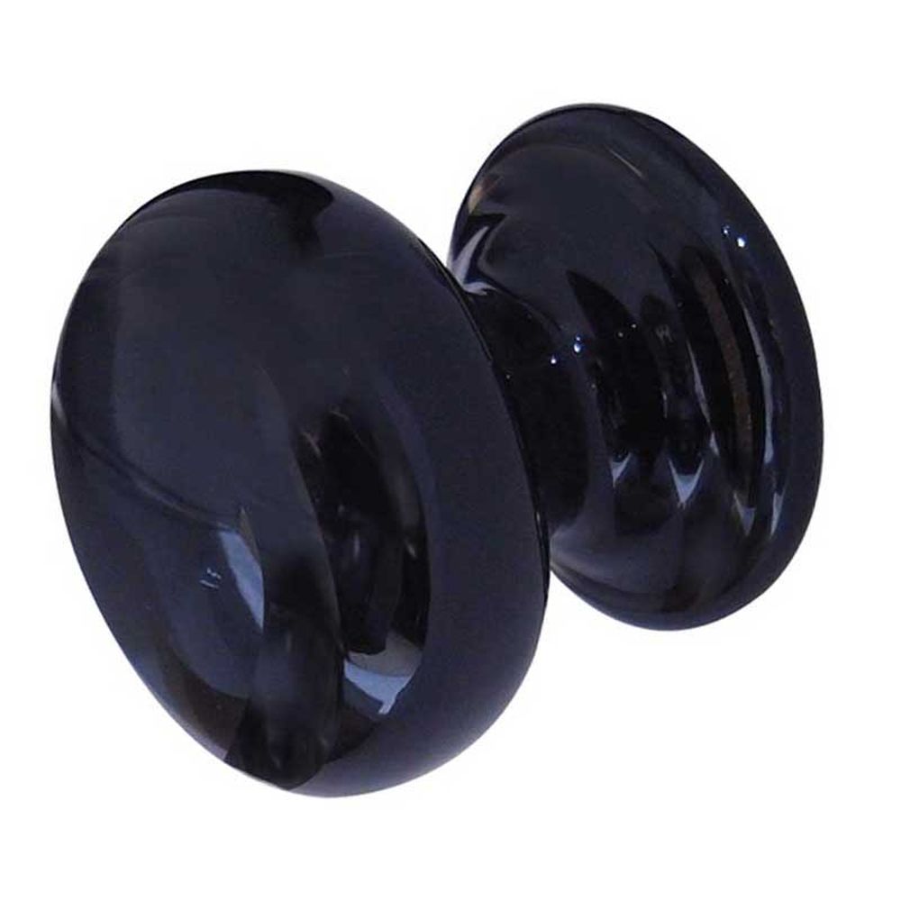 This is an image of a Frelan - Porcelain 50mm Dia. Cabinet Knob - Black  that is availble to order from Trade Door Handles in Kendal.