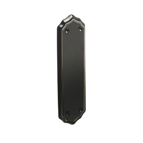 This is an image of a Frelan - Black Goldline Finger Plate   that is availble to order from Trade Door Handles in Kendal.