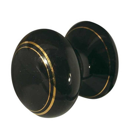 This is an image of a Frelan - Porcelain 38mm Dia. Cabinet Knob - Black/Gold Line  that is availble to order from Trade Door Handles in Kendal.