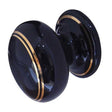 This is an image of a Frelan - Porcelain 32mm Dia. Cabinet Knob - Black/Gold Line  that is availble to order from Trade Door Handles in Kendal.