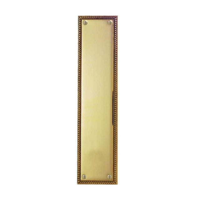 This is an image of a Frelan - Georgian Finger Plate 75x300mm - Polished Brass  that is availble to order from Trade Door Handles in Kendal.