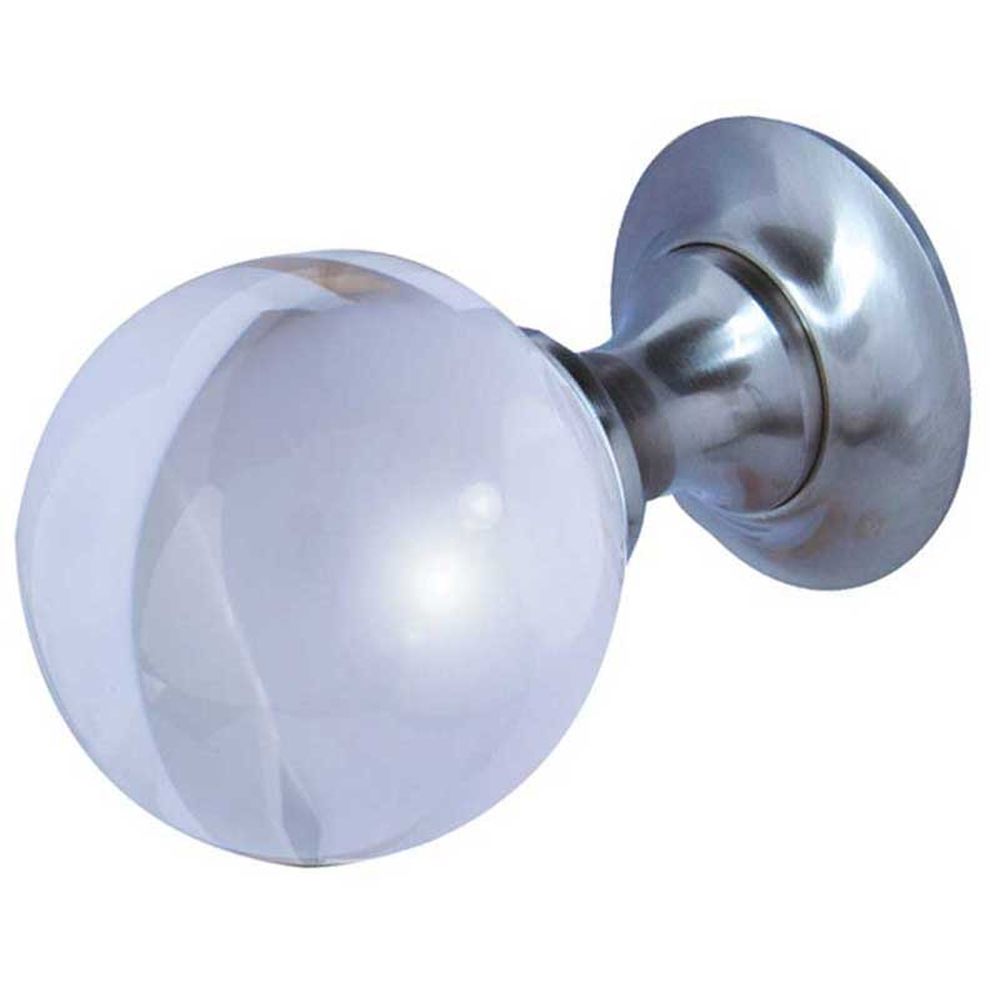 This is an image of a Frelan - Plain Ball Glass Unsprung Mortice Knobs - Satin Nickel  that is availble to order from Trade Door Handles in Kendal.