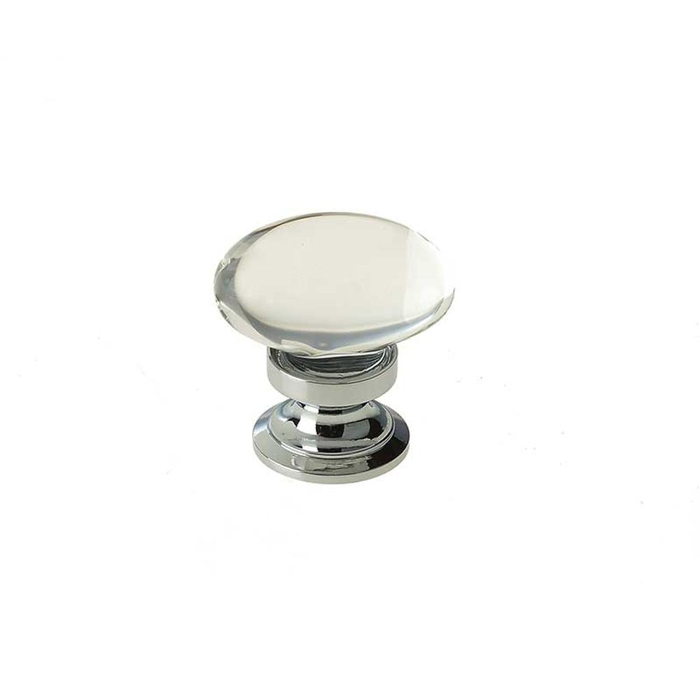 This is an image of a Frelan - Oval Glass 40mm Cabinet Knob - Polished Chrome  that is availble to order from Trade Door Handles in Kendal.