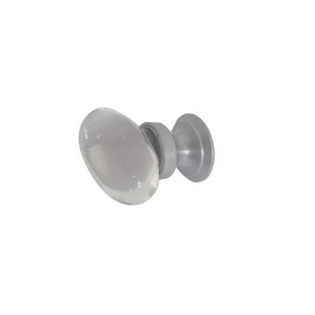 This is an image of a Frelan - Oval Glass 40mm Cabinet Knob - Satin Chrome  that is availble to order from Trade Door Handles in Kendal.