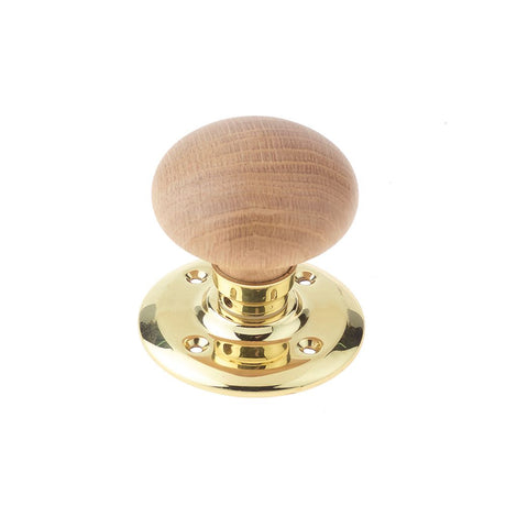 This is an image of a Frelan - French Oak Unsprung Mortice Knobs - Polished Brass  that is availble to order from Trade Door Handles in Kendal.