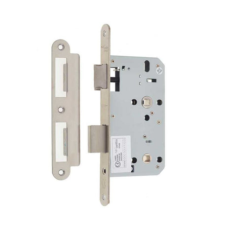 This is an image of a Frelan - 78mm sss Din bathroom lock radiused 60mm backset  that is availble to order from Trade Door Handles in Kendal.