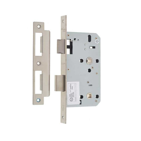 This is an image of a Frelan - 78mm sss Din bathroom lock 60mm backset  that is availble to order from Trade Door Handles in Kendal.