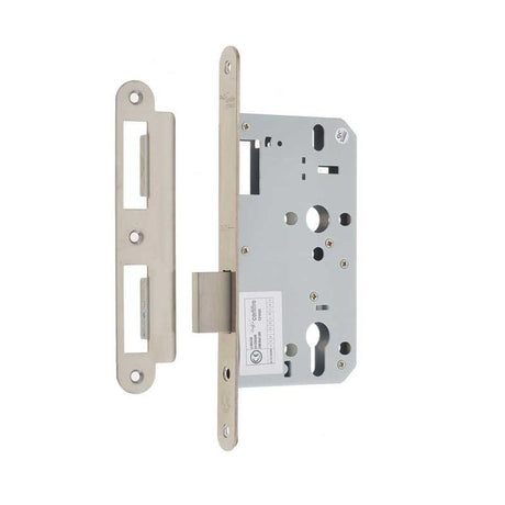 This is an image of a Frelan - 72mm sss Din euro deadlock radiused 60mm backset  that is availble to order from Trade Door Handles in Kendal.