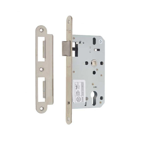 This is an image of a Frelan - 72mm sss Din euro latch radiused 60mm backset  that is availble to order from Trade Door Handles in Kendal.