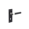 This is an image of a Frelan - Nero T-Bar Door Handles on Lockplate  that is availble to order from Trade Door Handles in Kendal.