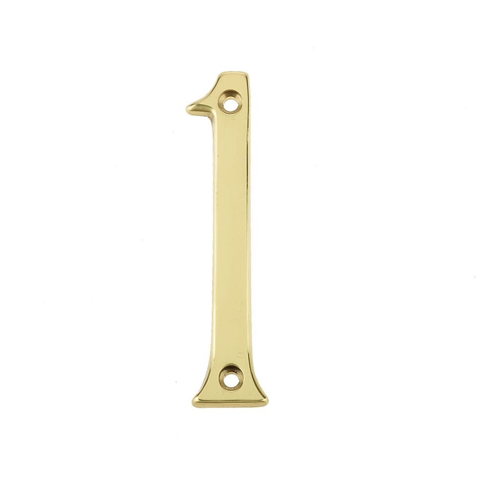 This is an image of a Frelan - 75MM PB SCREWFIX NUMERAL 1  that is availble to order from Trade Door Handles in Kendal.