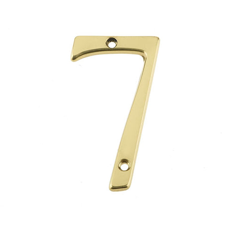 This is an image of a Frelan - 75MM PB Screwfix numeral 7  that is availble to order from Trade Door Handles in Kendal.