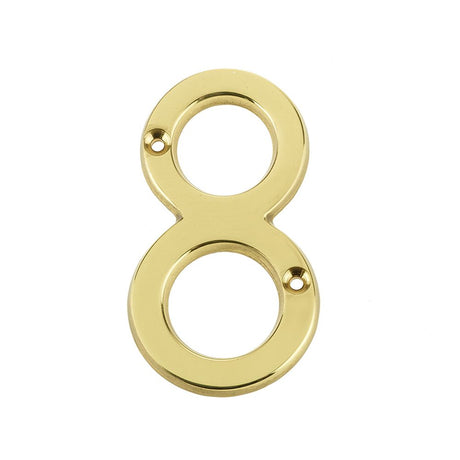 This is an image of a Frelan - 75MM PB Screwfix numeral 8  that is availble to order from Trade Door Handles in Kendal.