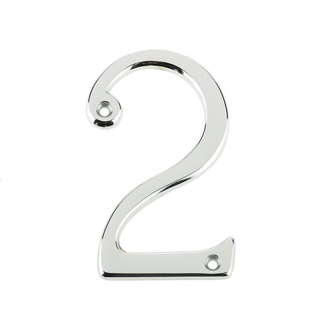 This is an image of a Frelan - 75mm PC Screwfix numeral 2  that is availble to order from Trade Door Handles in Kendal.