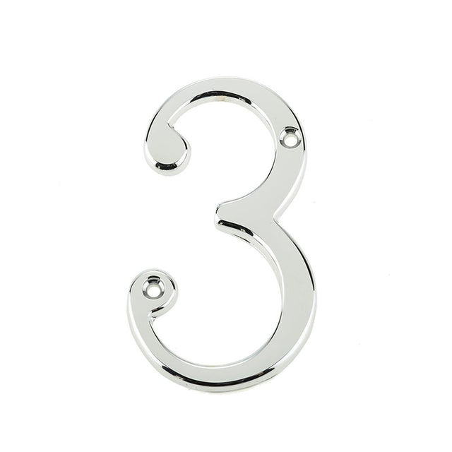 This is an image of a Frelan - 75mm PC Screwfix numeral 3   that is availble to order from Trade Door Handles in Kendal.