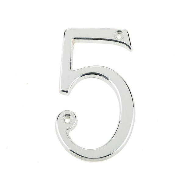 This is an image of a Frelan - 75mm PC Screwfix numeral 5   that is availble to order from Trade Door Handles in Kendal.