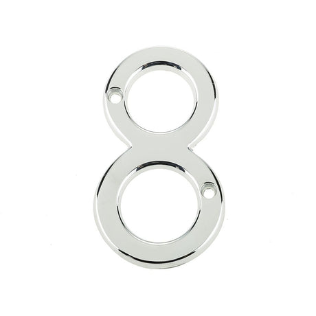 This is an image of a Frelan - 75mm PC Screwfix numeral 8  that is availble to order from Trade Door Handles in Kendal.