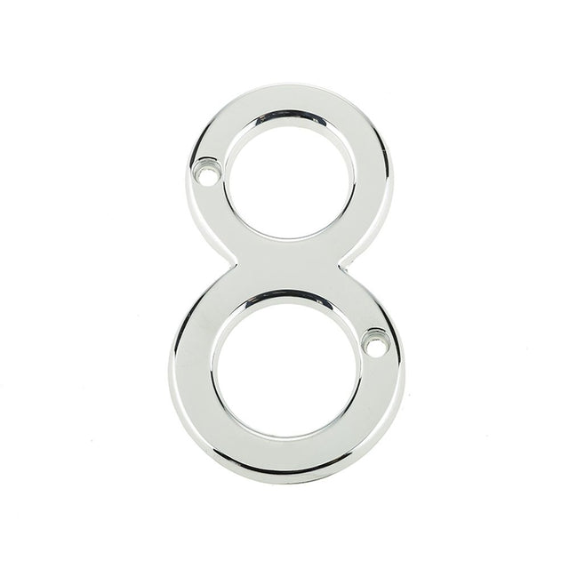 This is an image of a Frelan - 75mm PC Screwfix numeral 8  that is availble to order from Trade Door Handles in Kendal.