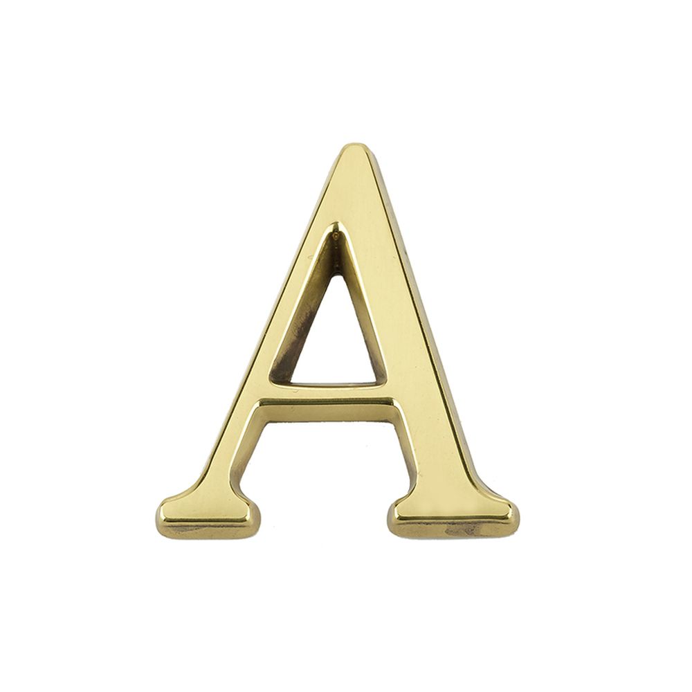 This is an image of a Frelan - 50mm PB Pinfix letter A   that is availble to order from Trade Door Handles in Kendal.