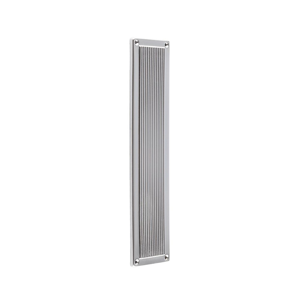 This is an image of a Frelan - Reeded 70x305mm Finger Plate - Satin Chrome  that is availble to order from Trade Door Handles in Kendal.