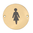 This is an image of a Frelan - Female Sex Symbol - Signage 75mm Dia. - Polished Brass that is availble to order from Trade Door Handles in Kendal.