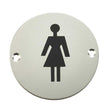 This is an image of a Frelan - Female Sex Symbol - Signage 75mm Dia. - Satin Anodised Aluminium  that is availble to order from Trade Door Handles in Kendal.