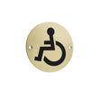 This is an image of a Frelan - Disabled - Signage 75mm Dia. - Polished Brass that is availble to order from Trade Door Handles in Kendal.