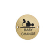 This is an image of a Frelan - Baby Change - Signage 75mm Dia. - Polished Brass that is availble to order from Trade Door Handles in Kendal.