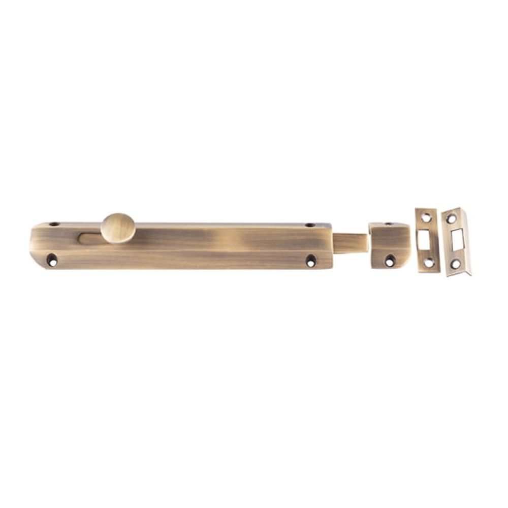 This is an image of a Frelan - 200mm AB Slide Bolt   that is availble to order from Trade Door Handles in Kendal.