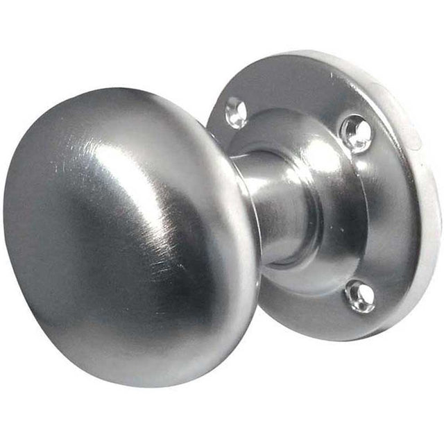 This is an image of a Frelan - Mushroom Unsprung Mortice Knobs - Satin Chrome  that is availble to order from Trade Door Handles in Kendal.