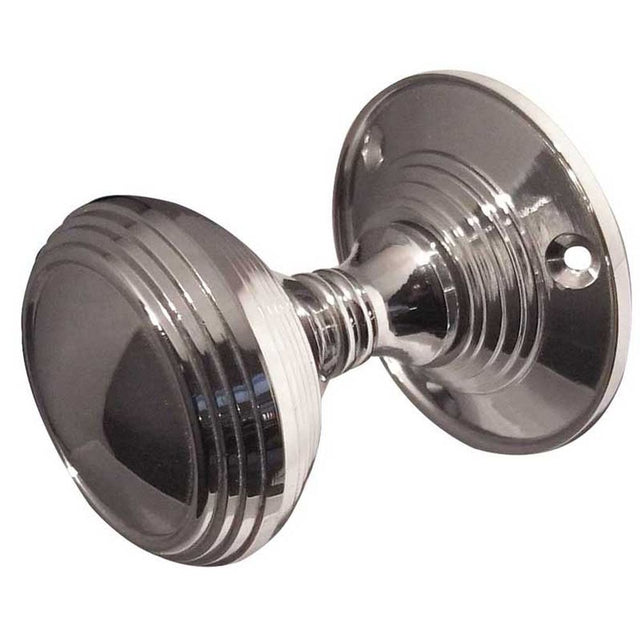 This is an image of a Frelan - Lined Unsprung Mortice Knobs  - Polished Chrome  that is availble to order from Trade Door Handles in Kendal.