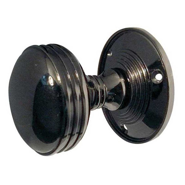 This is an image of a Frelan - Ringed Unsprung Mortice Knobs - Black Nickel  that is availble to order from Trade Door Handles in Kendal.