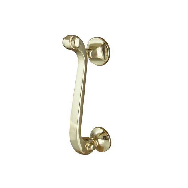 This is an image of a Frelan - Scroll Door Knocker - Polished Brass  that is availble to order from Trade Door Handles in Kendal.