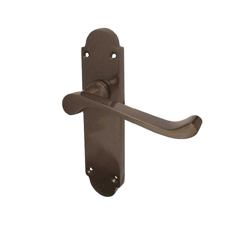This is an image of a Frelan - Epsom Lever Latch Handles on Backplates - Dark Bronze  that is availble to order from Trade Door Handles in Kendal.