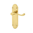 This is an image of a Frelan - Epsom Lever Latch Handles on Backplates - Polished Brass  that is availble to order from Trade Door Handles in Kendal.