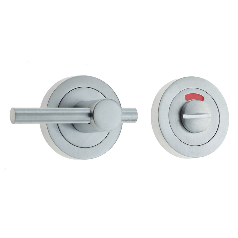 This is an image of a Frelan - Bathroom Easy Turn & Release with Indicator - Satin Chrome  that is availble to order from Trade Door Handles in Kendal.