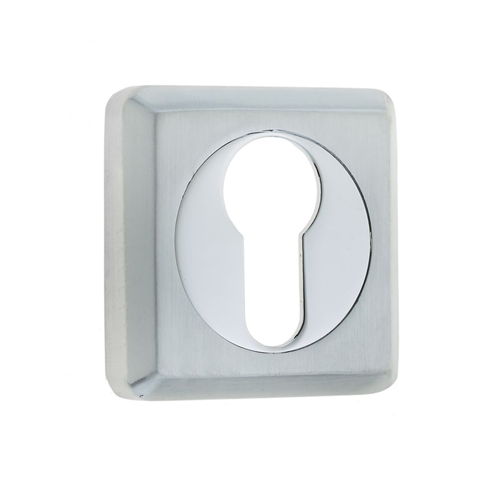 This is an image of a Frelan - Euro Profile Escutcheons - Polished Chrome/Satin Chrome  that is availble to order from Trade Door Handles in Kendal.