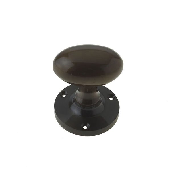 This is an image of a Frelan - Kontrax Oval Mortice Knobs - Dark Bronze  that is availble to order from Trade Door Handles in Kendal.