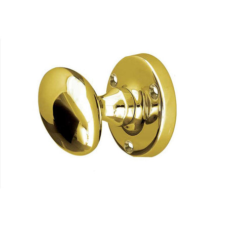 This is an image of a Frelan - Kontrax Oval Mortice Knobs - Polished Brass  that is availble to order from Trade Door Handles in Kendal.