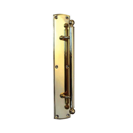 This is an image of a Frelan - Blenheim Pull Handle on 63x380mm Back Plate - Polished Brass  that is availble to order from Trade Door Handles in Kendal.