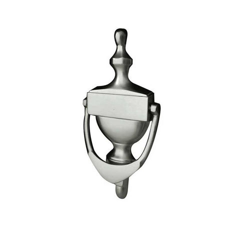 This is an image of a Frelan - Urn Door Knocker 170mm - Satin Chrome that is availble to order from Trade Door Handles in Kendal.