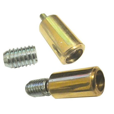 This is an image of a Frelan - Locking Sash Stops c/w 4 x Screws & 2 Barrels - Polished Brass  that is availble to order from Trade Door Handles in Kendal.