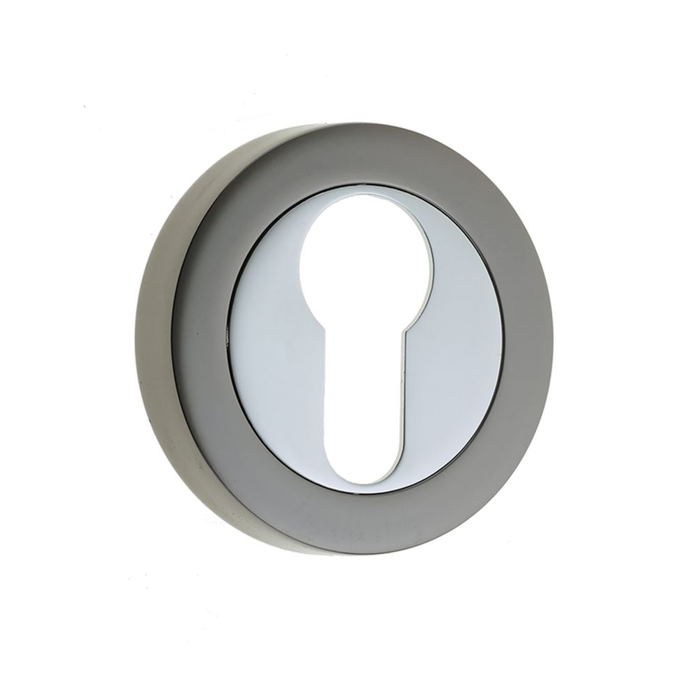 This is an image of a Frelan - Euro Profile Escutcheons - Polished Chrome/Black Nickel  that is availble to order from Trade Door Handles in Kendal.