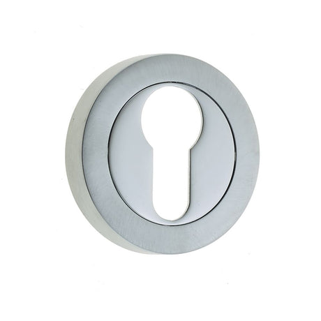 This is an image of a Frelan - Euro Profile Escutcheons - Polished Chrome/Satin Chrome  that is availble to order from Trade Door Handles in Kendal.