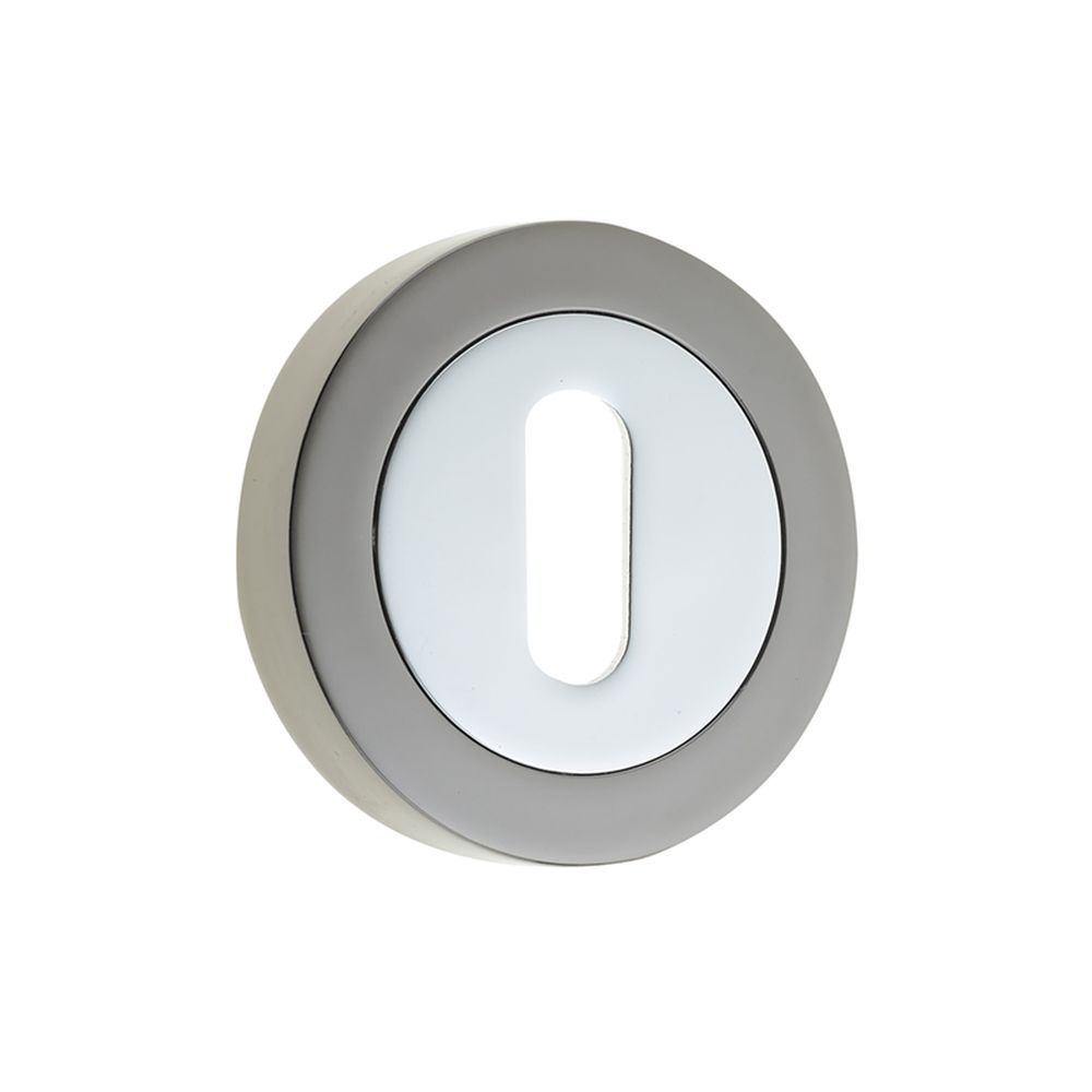 This is an image of a Frelan - Standard Key Profile Escutcheons - Polished Chrome/Black Nickel  that is availble to order from Trade Door Handles in Kendal.